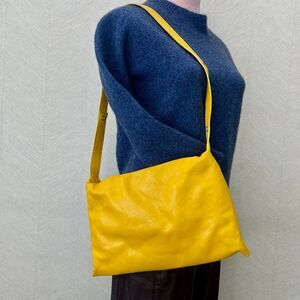 Simon Miller Puffin Puffer Mango Yellow Leather Convertible Shoulder Bag Womens